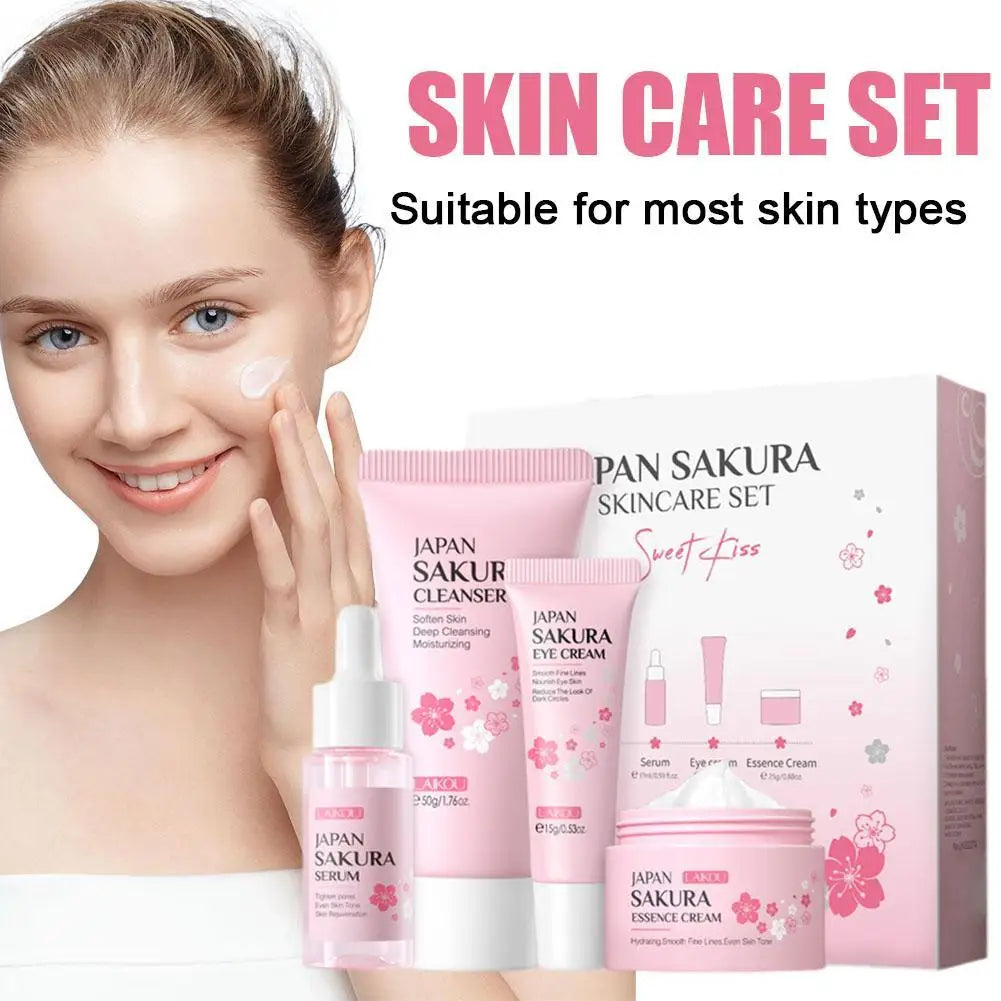 Sakura Facial Skincare Set for Women – Cleanser, Toner, Serum, Eye & Face Cream
