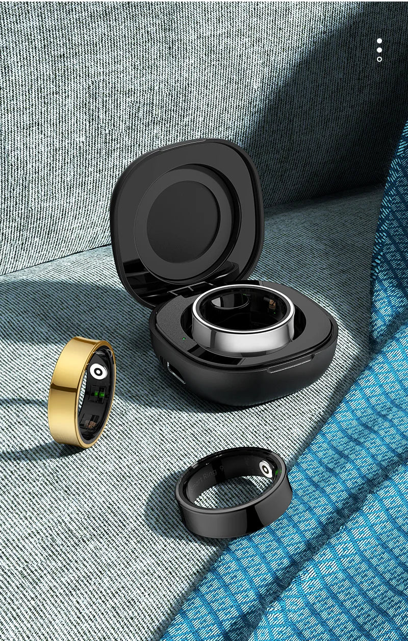 Smart Health Tracking Ring with Charging Case
