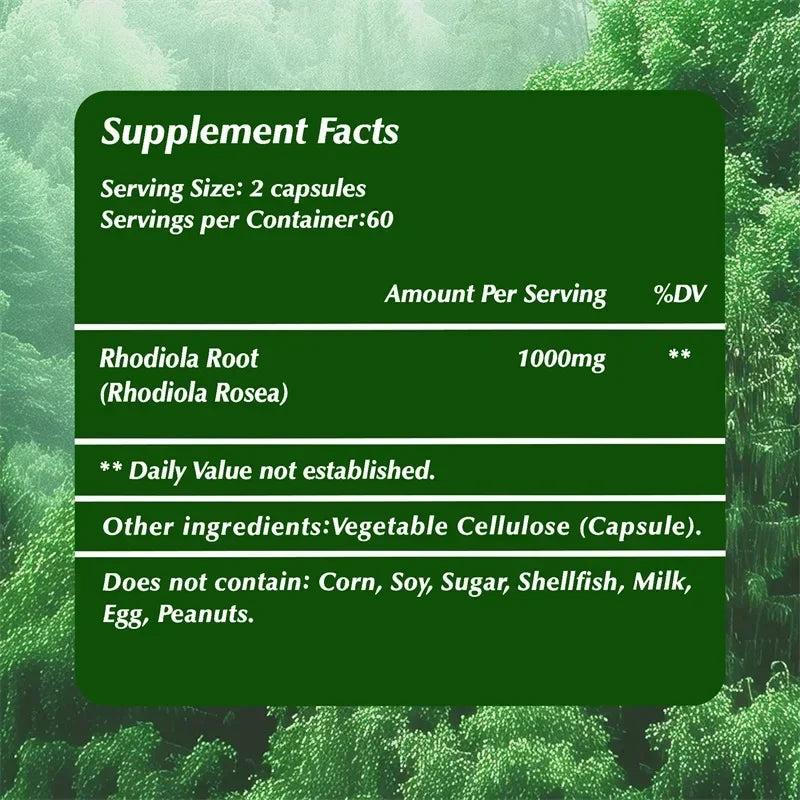 Rhodiola Supplement - Improves Athletic Performance, Endurance, Mood and Motivation, Relieves Anxiety & Improves Mood