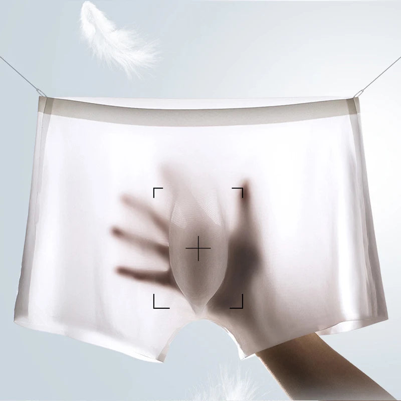 3Pcs/Lot Men's Summer Ultra-thin Boxers Briefs Ice Silk Seamless Underwear Sexy Lingerie Underpants Shorts Breathable Panties