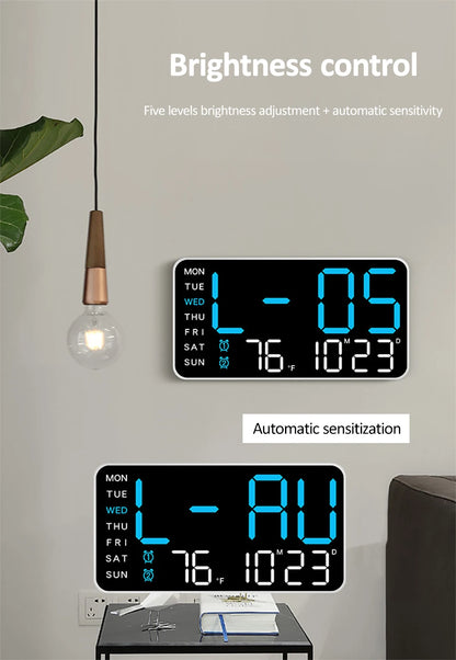 LED Digital Wall Clock with Voice Control