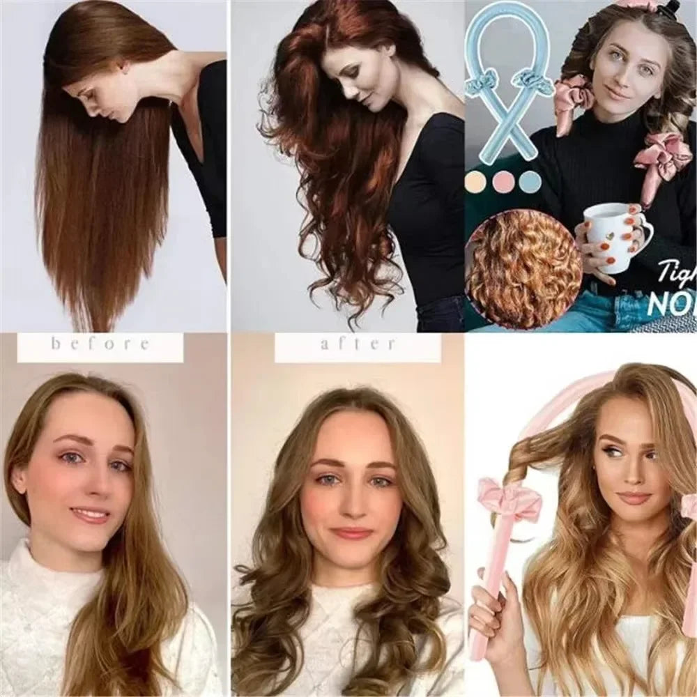 Heatless Curling Rod Night Cap – Soft Headband Hair Rollers for No-Heat Styling