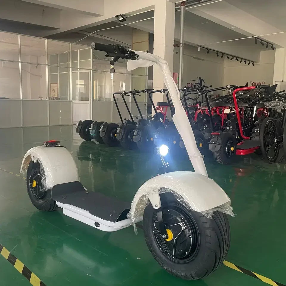 Qiaozhi Newest Design Big Two Wheels Fat Tyre Citycoco 1500W Max Disc Brake Electric Scooters Steel Frame