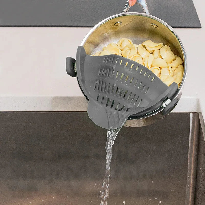 Silicone Clip On Pot Strainer – Universal Pasta & Vegetable Pan Colander