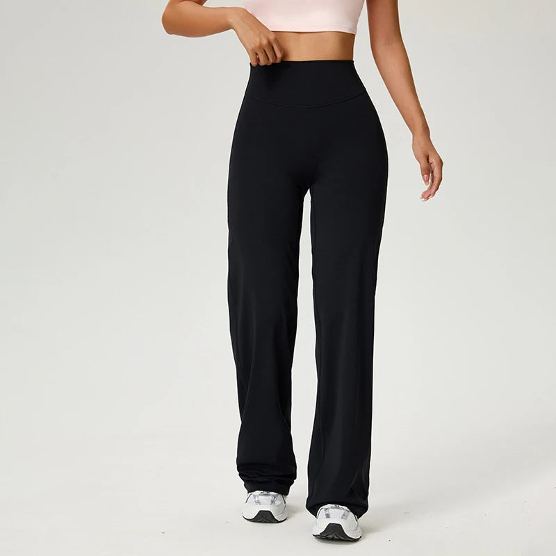 TRY TO BN Women's High Waisted Straight Leg Yoga Pants Gym Leggings Naked Feel Buttery Soft Breathable Running Workout Trousers
