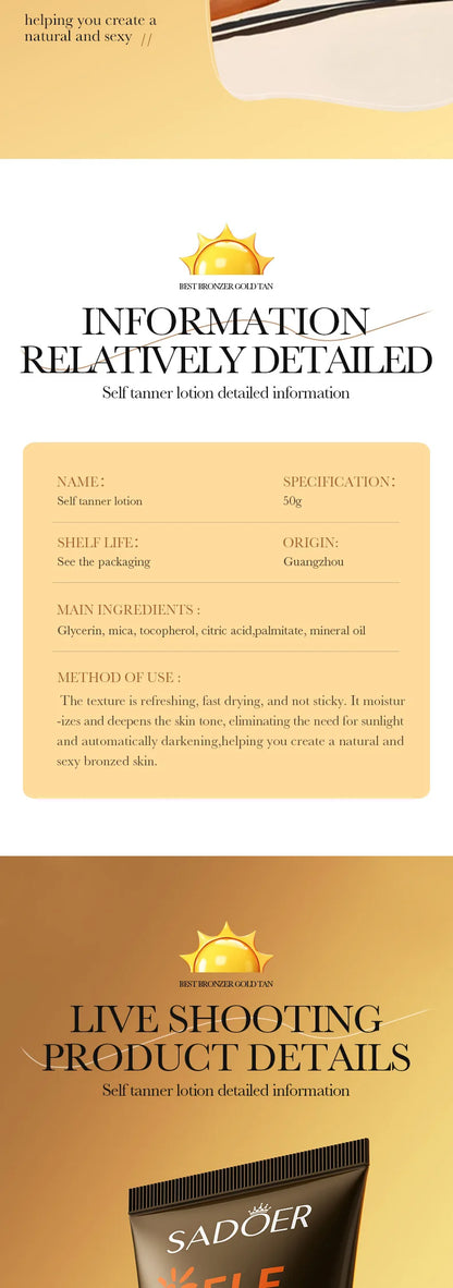 Self-Tanning Lotion for Body & Face – Deep Moisturising Sun Protection Cream