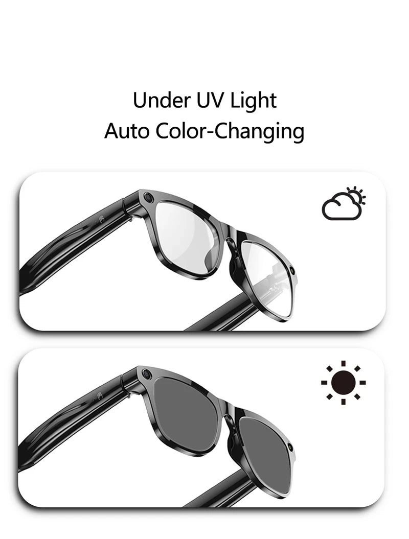 Lenovo 4K HD AI Smart Glasses Photochromic Multifunction Bluetooth Calling Voice Assistant Music Player Translate Camera Glasses