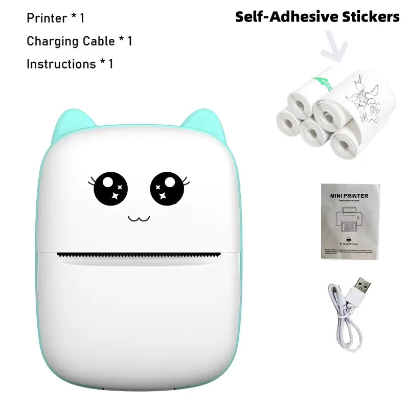 Mini Cat Thermal Printer – Portable Bluetooth Photo Label Printer