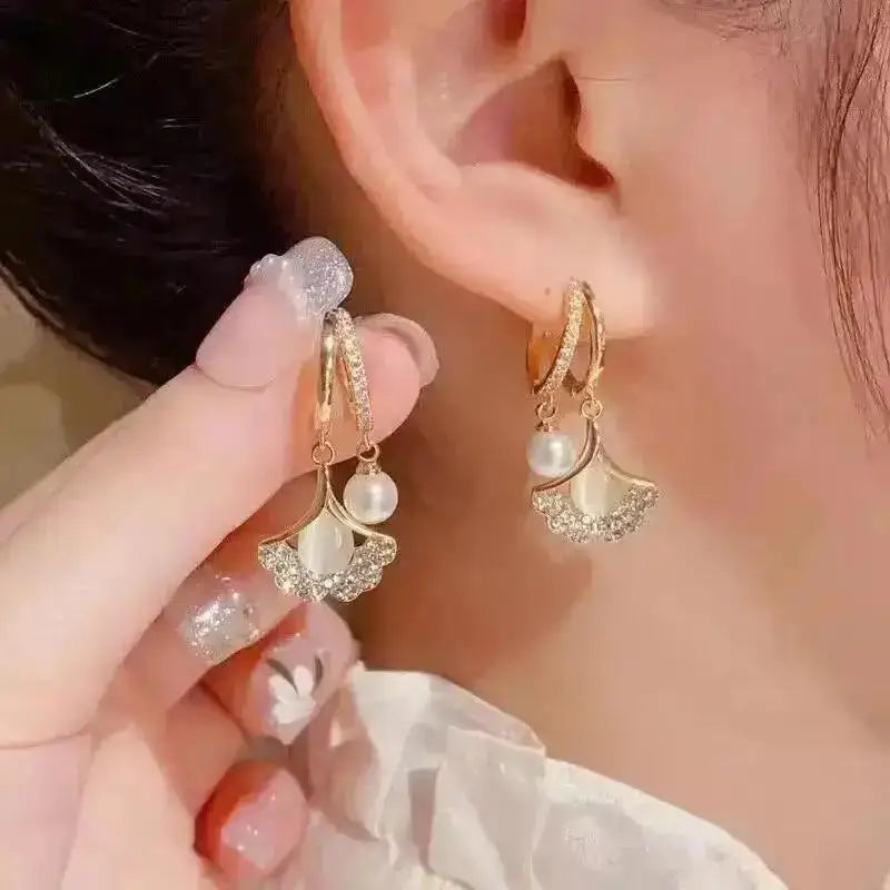 925 Silver Needle Pearl Tassel Drop Earrings for Women – Trendy Zircon Statement Jewellery