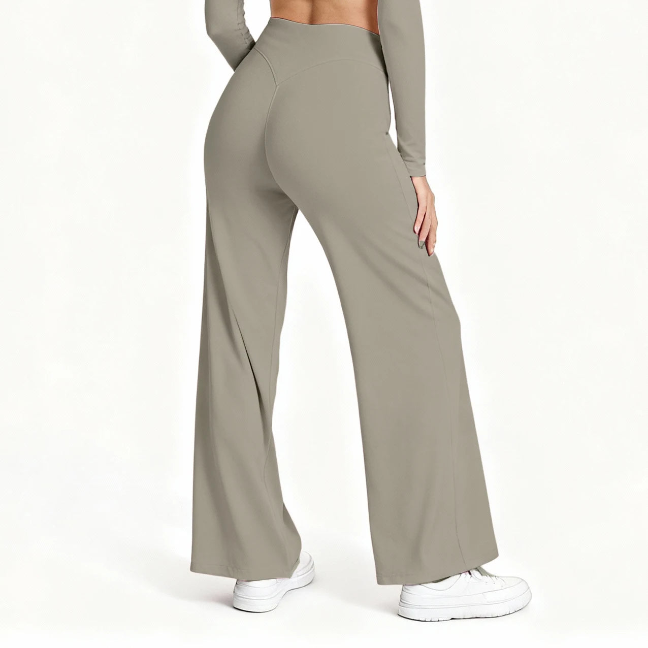 VEQKING Quick Dry Women Yoga Pants Straight-leg Sports Pants Soft Active Trousers Elastic Waist Gym Pilates Pants Winter Outfits