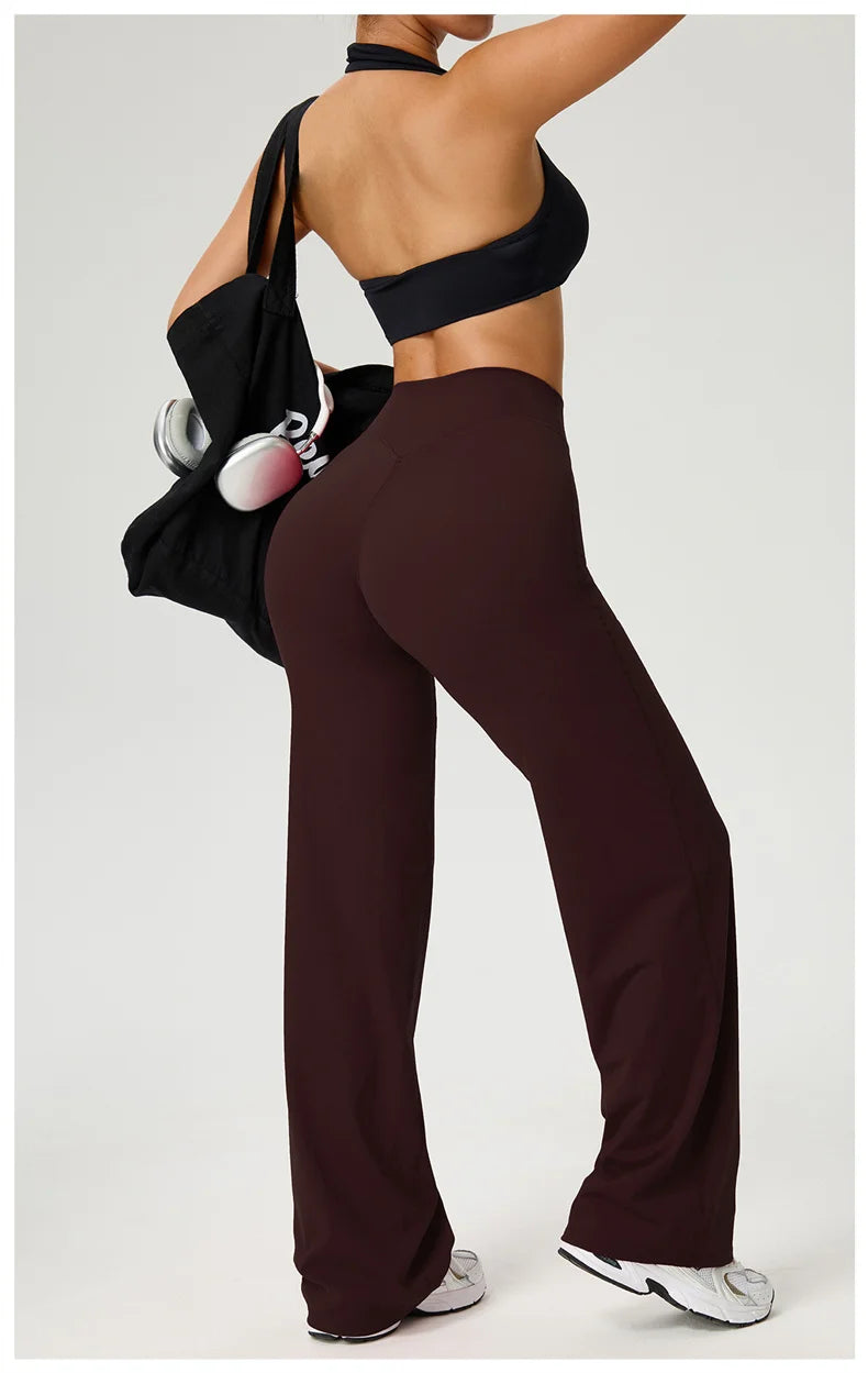 TRY TO BN Women's High Waisted Straight Leg Yoga Pants Gym Leggings Naked Feel Buttery Soft Breathable Running Workout Trousers