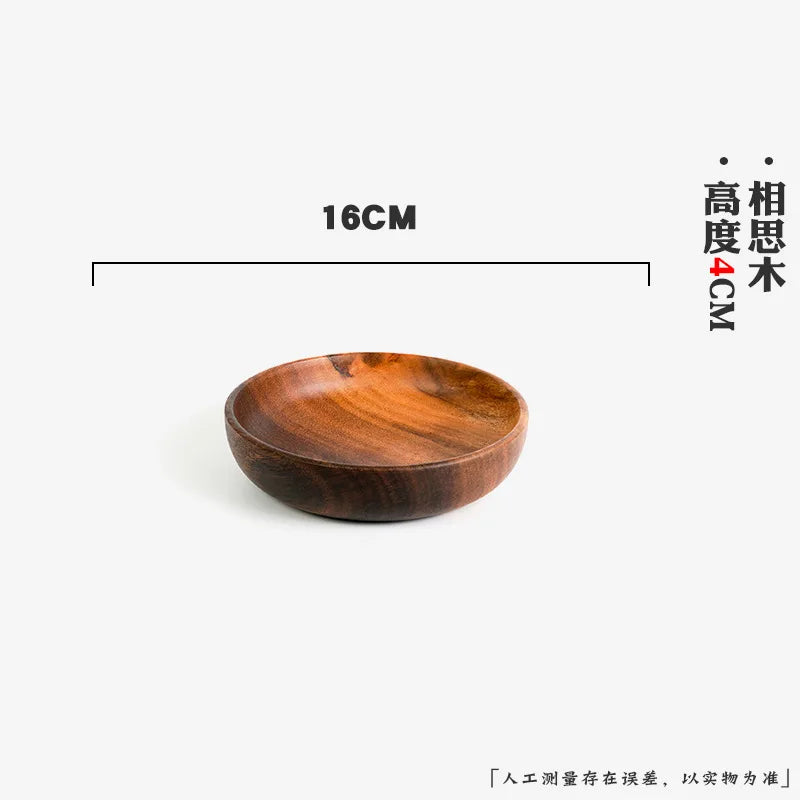 Extra Large Solid Wood Bowl & Tray Set Round Wooden Salad Bowl Ramen Mixing Bowl Natural Wood Tableware