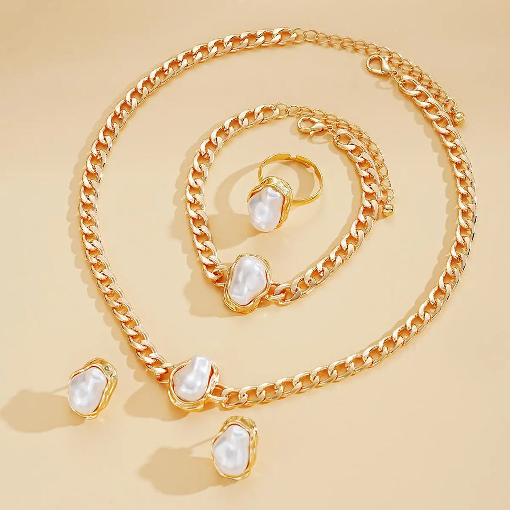 4-Piece Pearl Jewelry Set for Women
