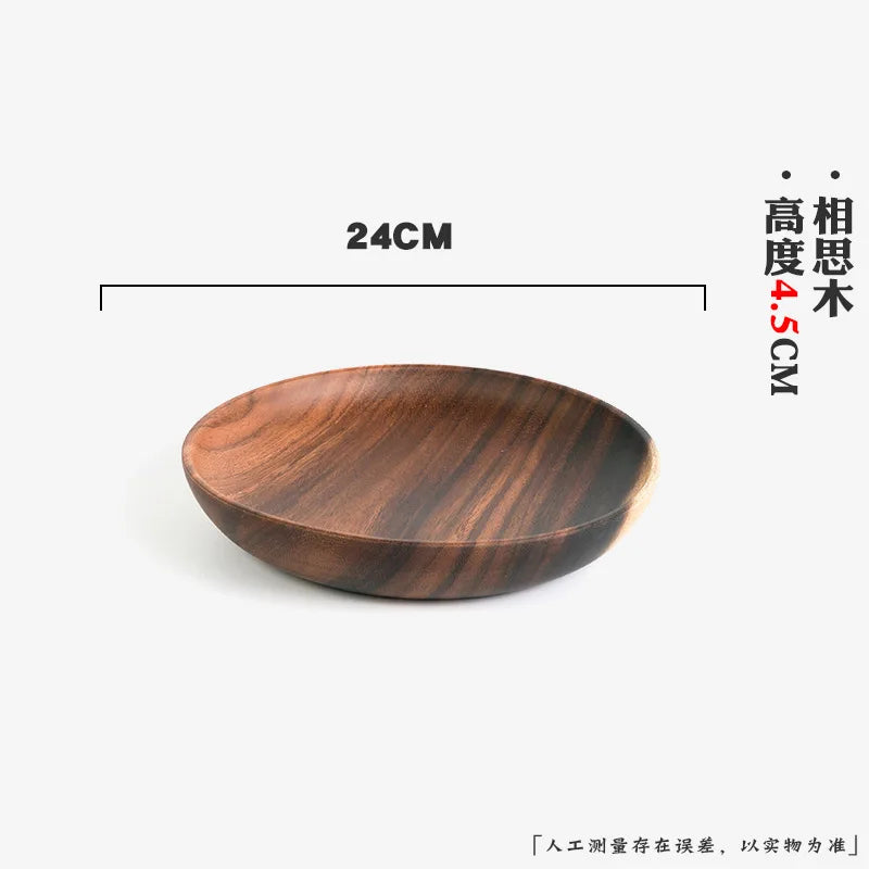 Extra Large Solid Wood Bowl & Tray Set Round Wooden Salad Bowl Ramen Mixing Bowl Natural Wood Tableware