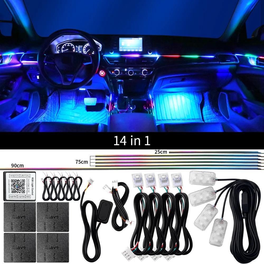 RGB Car Ambient Lights Kit – 64 Color Bluetooth LED Strip Set