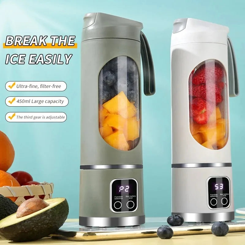 Portable USB Juicer Blender – 450ml 10 Blade Smoothie Mixer