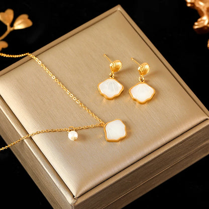 Gold Heart, Star & Flower Necklace and Earrings Set for Women – Waterproof Jewellery