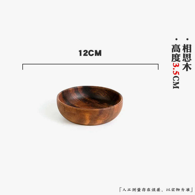 Extra Large Solid Wood Bowl & Tray Set Round Wooden Salad Bowl Ramen Mixing Bowl Natural Wood Tableware