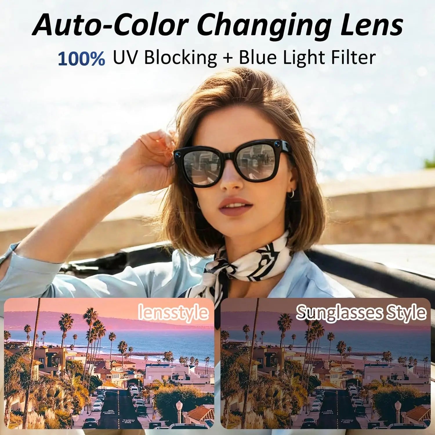 AI Smart Glasses 800W HD Pixel Camera Video Recording Outdoor Sport Sunglasses ChatGpt Translation Voice Call Bluetooth glasses