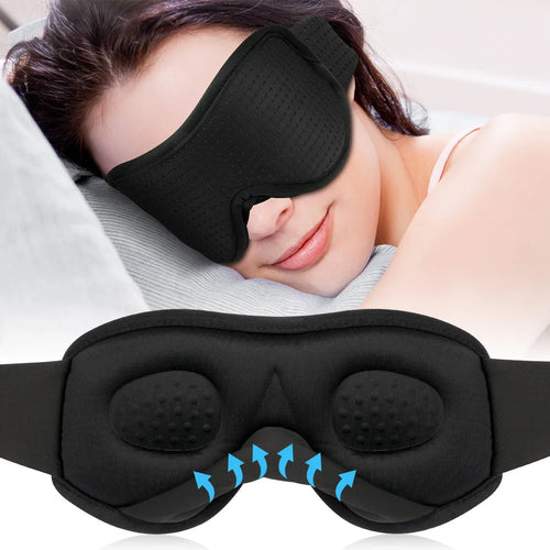 3D Sleep Mask – Soft Breathable Eye Mask for Travel & Night