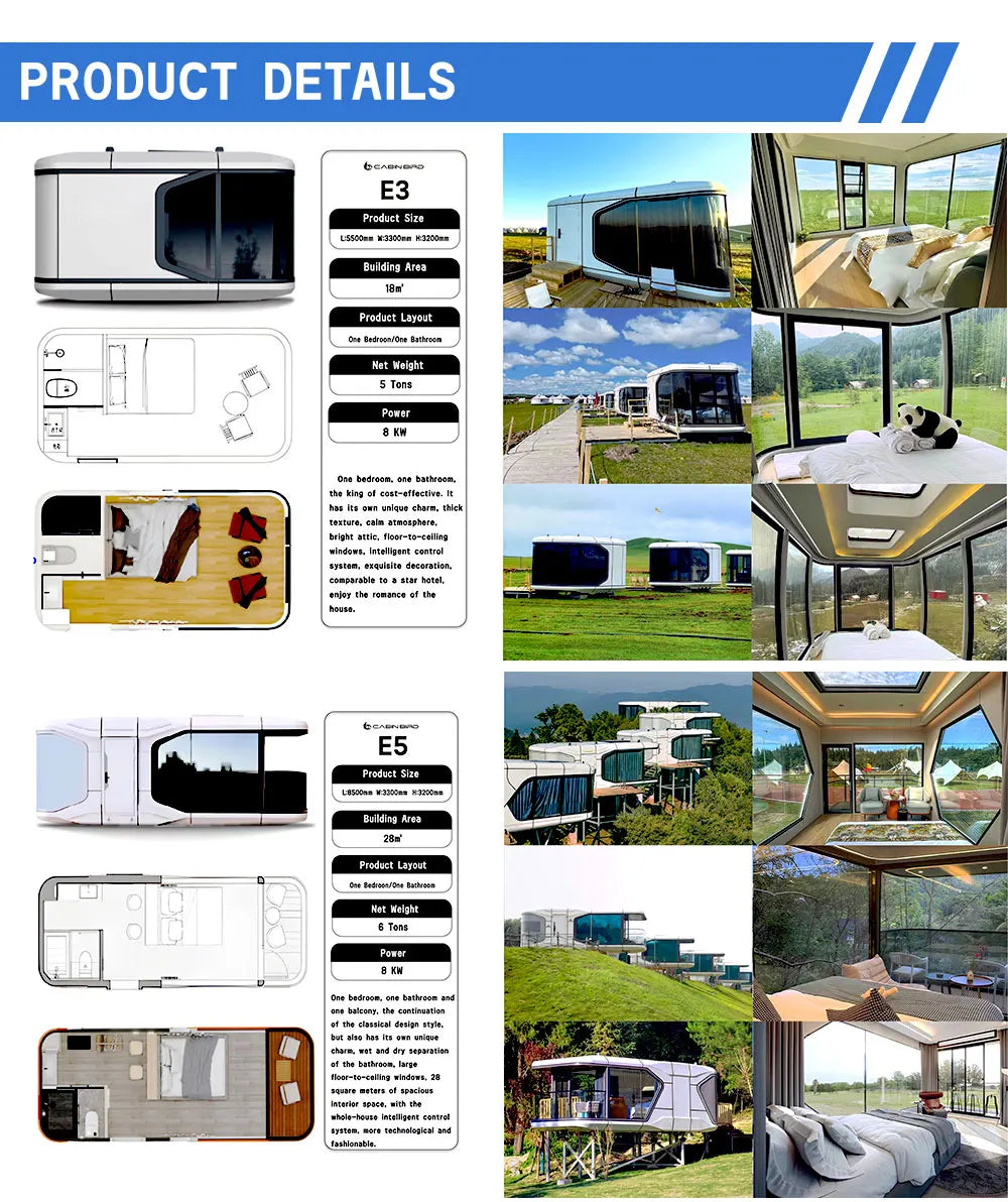 2 Bedroom Pod House Apple Cabin 40ft Capsule Premium Grade Moveable Office Pod Modern Space Capsule House Tiny Space Home