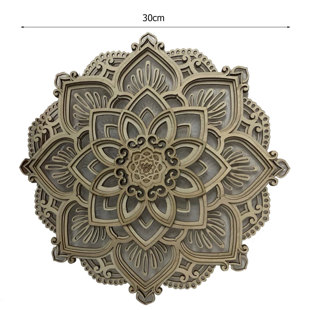 LED Mandala Lotus Lamp – Wooden Yoga Room Wall Night Light
