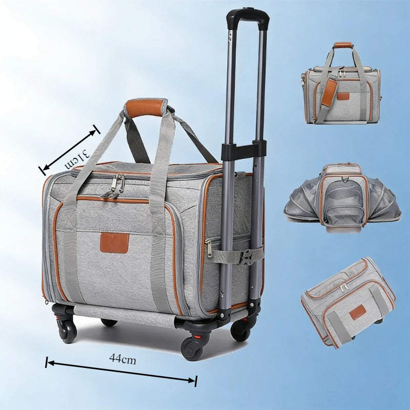 Pet Outdoor Suitcase Expandable Cat Bag Portable Pet Trolley Case Large Capacity Handbag Dog Cat Bag Car Bag Dog Travel Case