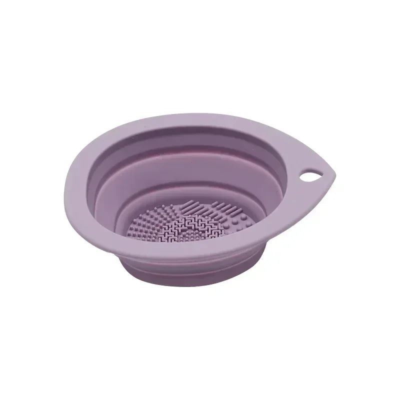 Silicone Makeup Brush Cleaner – Folding Powder Puff Cleaning Bowl for Eyeshadow Brushes