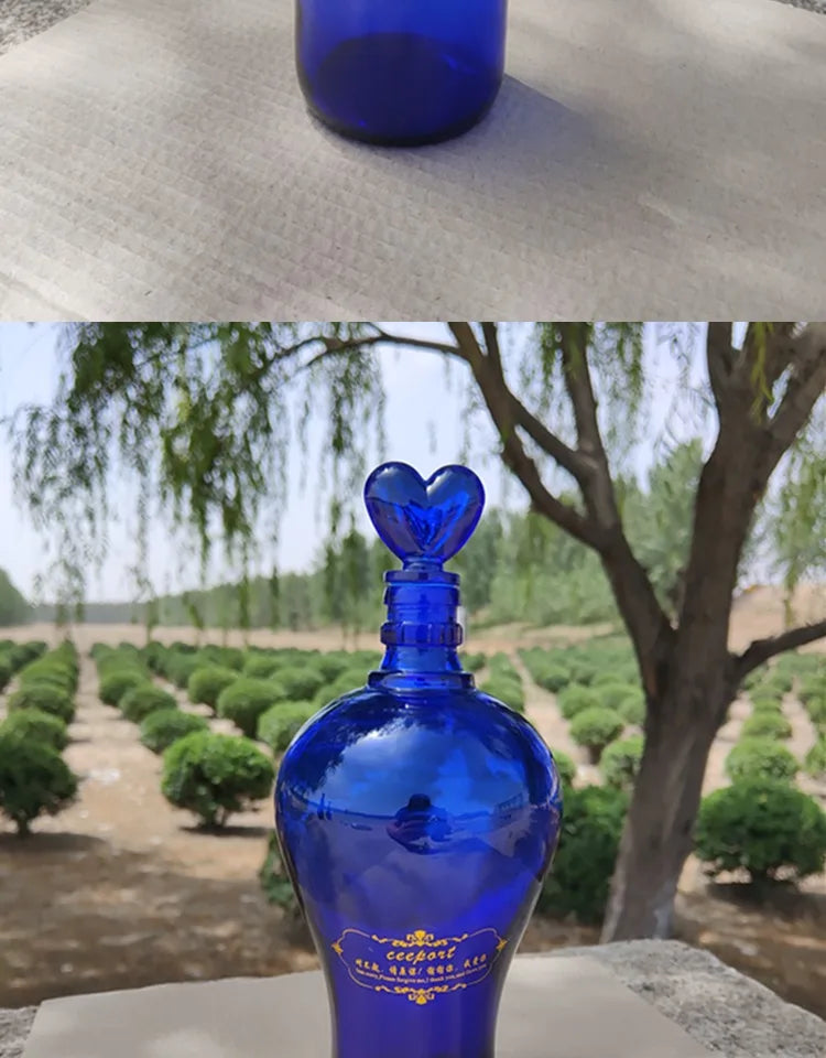 Blue Glass Water Bottle Cleaning Tool Ceeport Zero Limit Awakening Mind Pure Blue Glass Bottle Retro European Style Sealed Jar