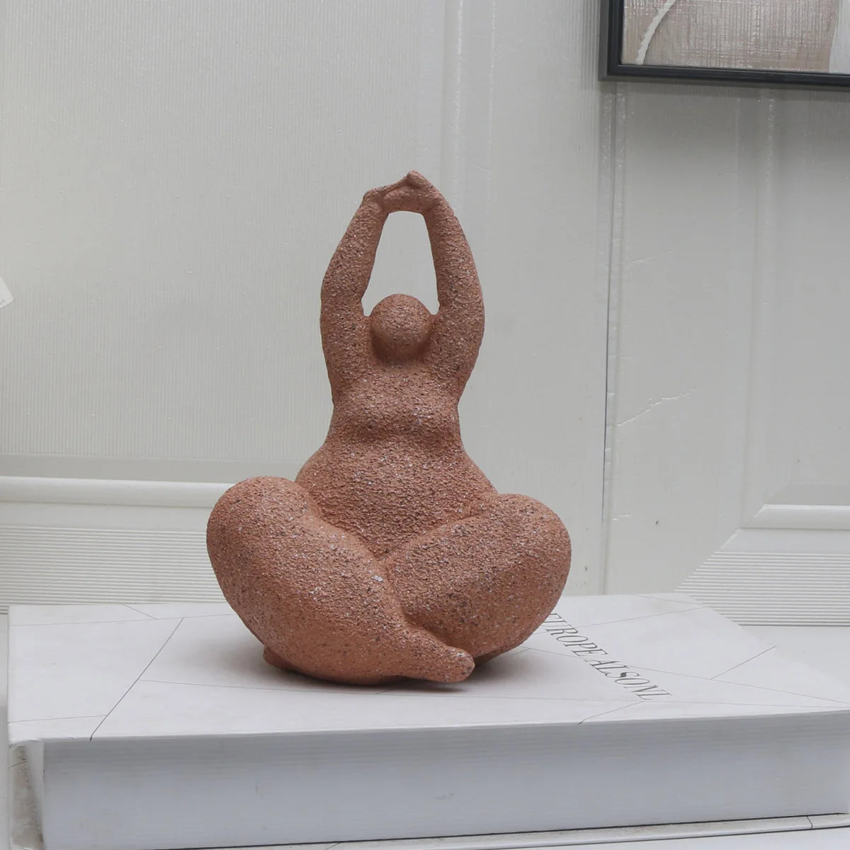 Sandstone Chubby Woman Statue – Abstract Handmade Tabletop Decor
