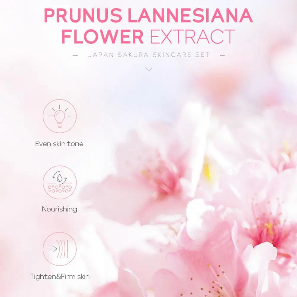 Sakura Facial Skincare Set for Women – Cleanser, Toner, Serum, Eye & Face Cream