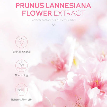 Sakura Facial Skincare Set for Women – Cleanser, Toner, Serum, Eye & Face Cream