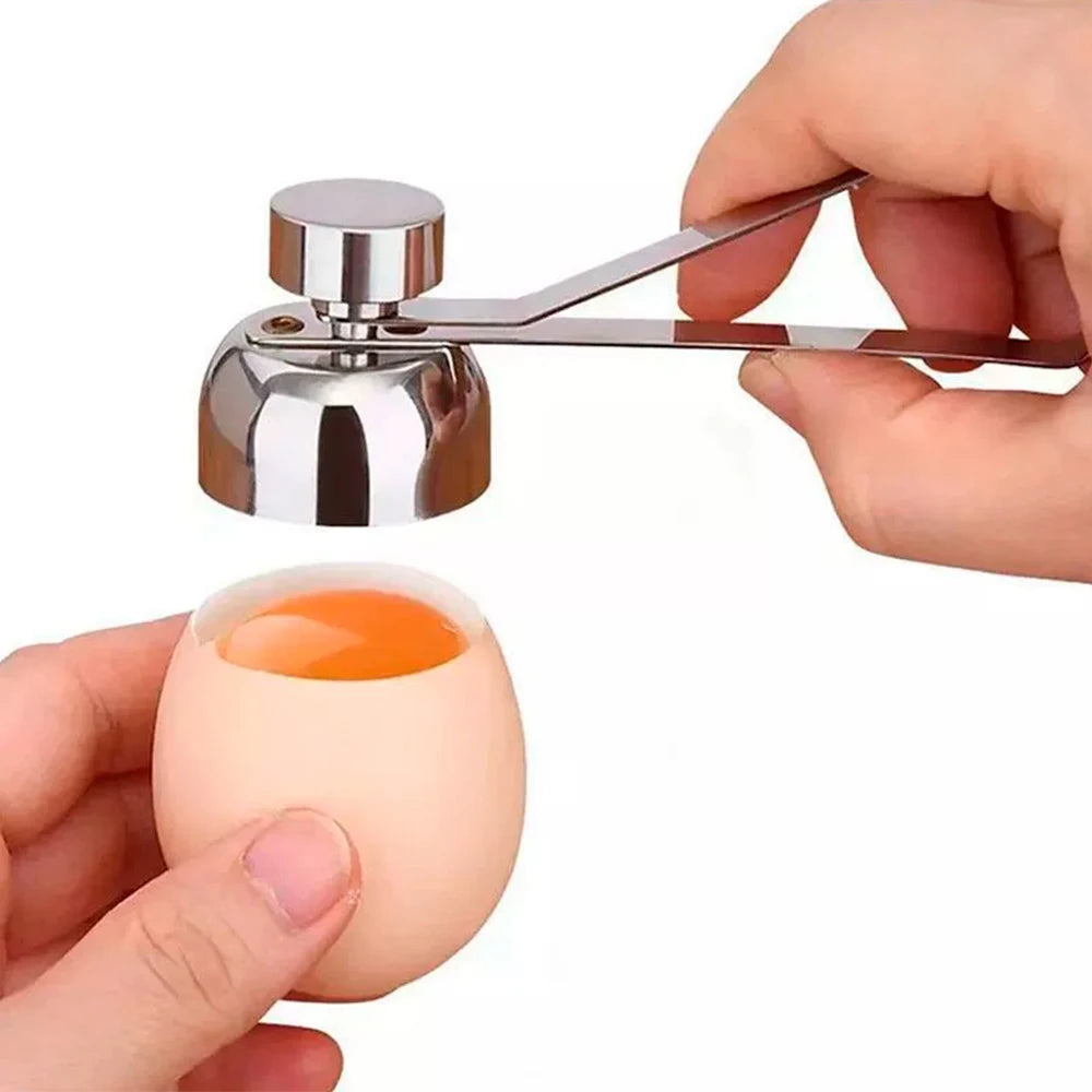 Stainless Steel Egg Topper Cutter – Boiled & Raw Egg Opener for Easy Cooking