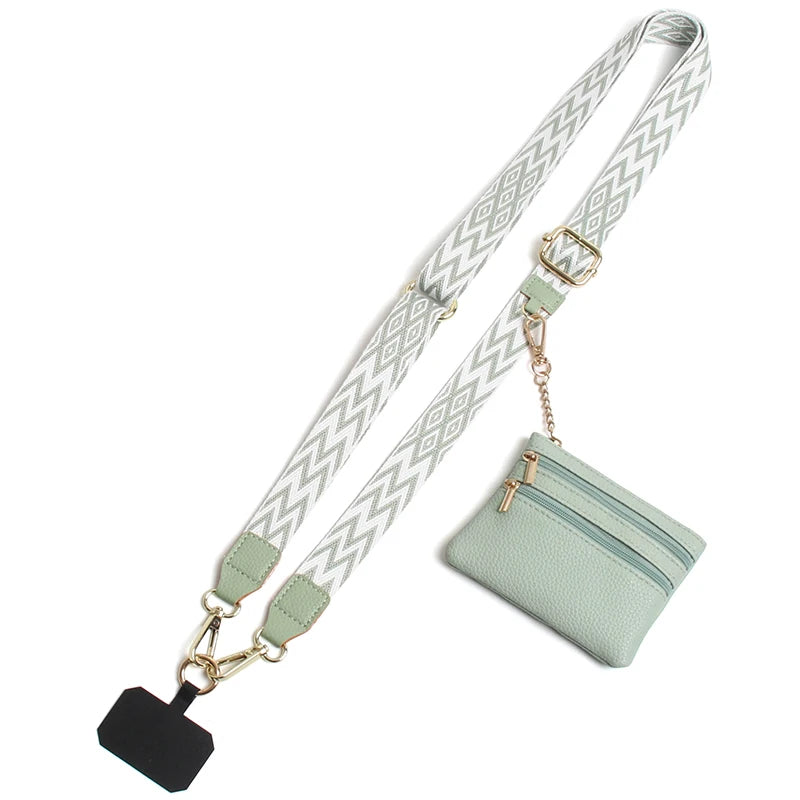 Adjustable Crossbody Phone Lanyard with Zippered Wallet Pouch
