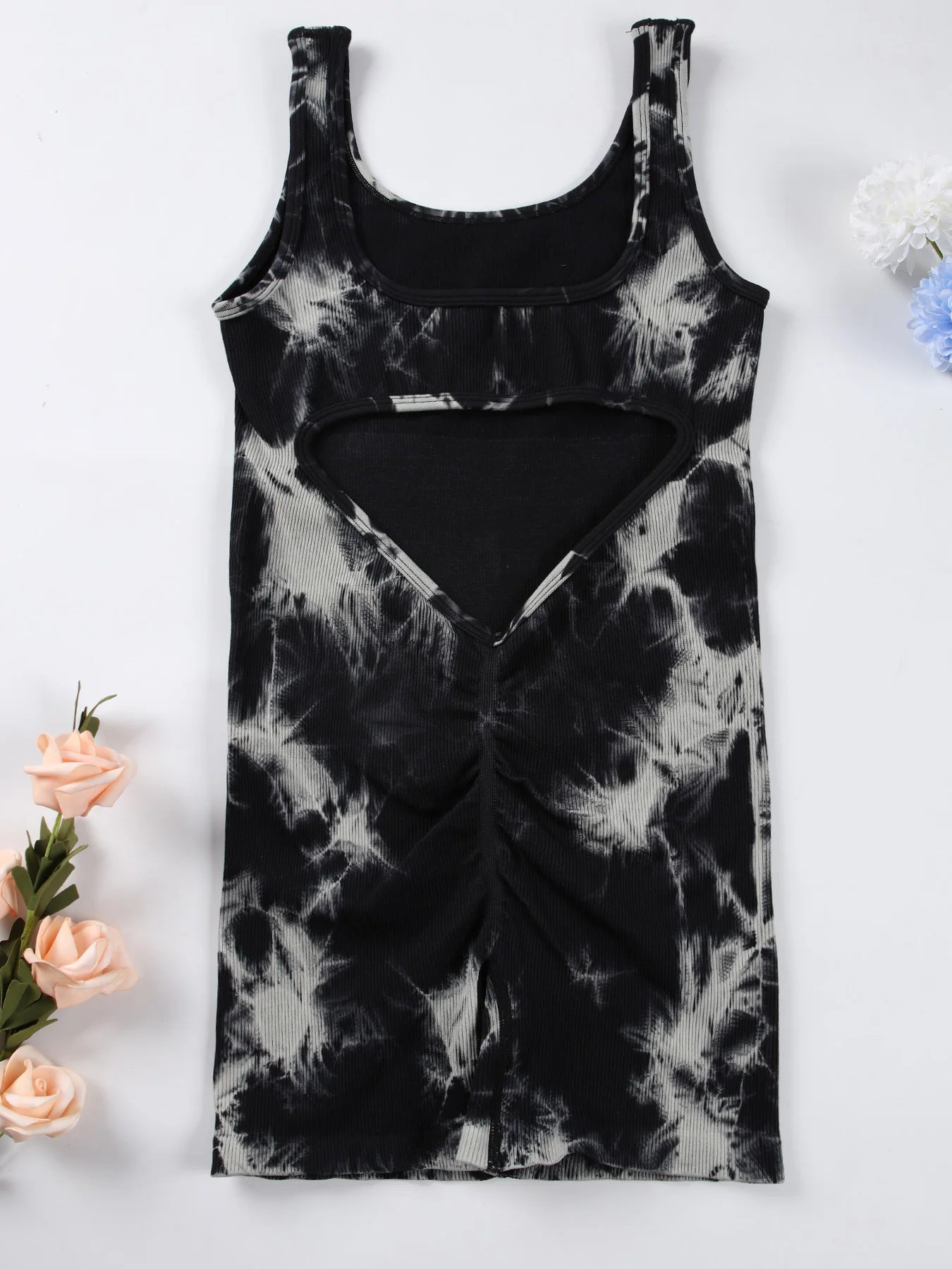 1PCS Backless Yoga Suit U Neck Sleeveless Sports Jumpsuit Solid Colour Threaded Stretch Women Bodysuit Without Bust Pads