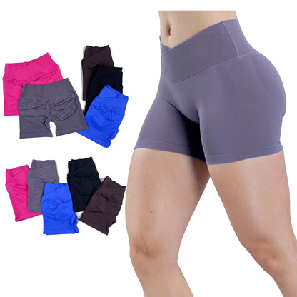 Seamless V-Shape Waist Yoga Shorts 4.5" – Sculpting Low-Rise Workout & Gym Leggings