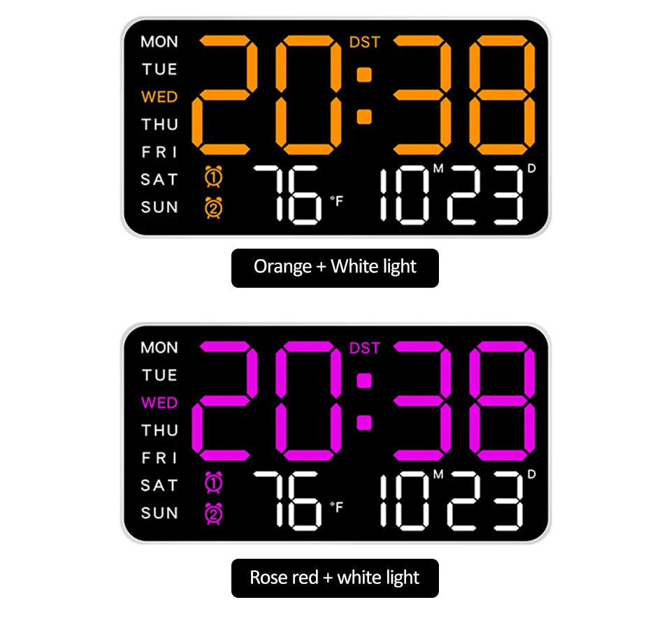 LED Digital Wall Clock with Voice Control