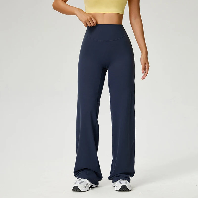 TRY TO BN Women's High Waisted Straight Leg Yoga Pants Gym Leggings Naked Feel Buttery Soft Breathable Running Workout Trousers