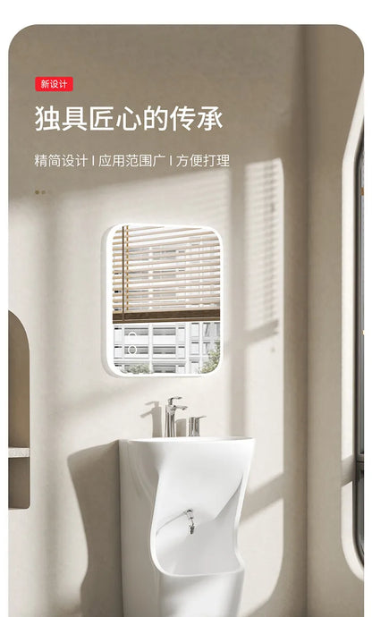 Ceramic Column Washbasin with Integrated Mop Pool and Double Balconies