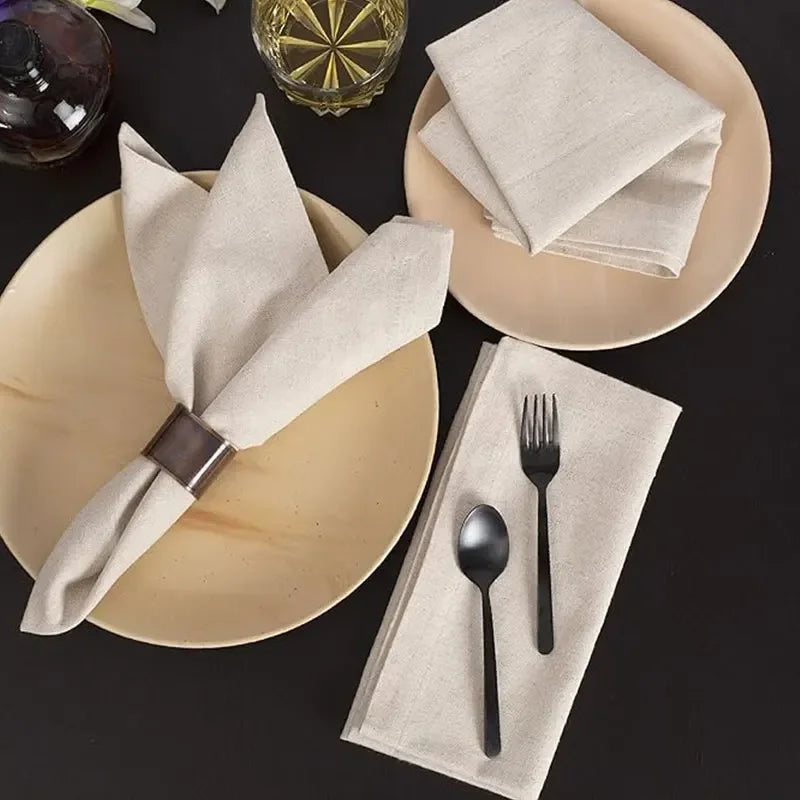 Reusable Linen Table Napkins Set – 30x30cm Dining Table Cloth Napkins