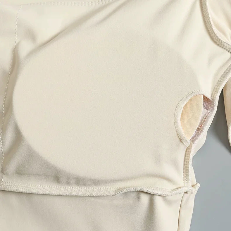 Fitness Chest Cushion Sports Top Women Long Sleeve Shirts Pra Speed Up Short Elegant Dance Yoga Clothes Small Waistband Gym