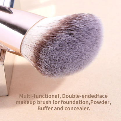 2PCS Double-Ended Foundation & Contour Brushes – Flat & Angled for Liquid, Powder & Cream