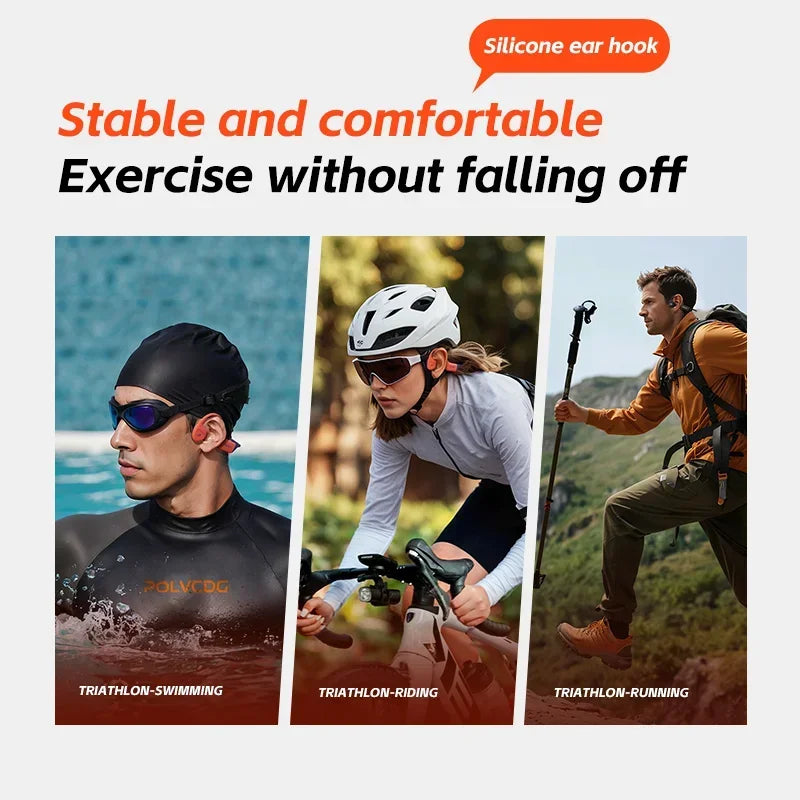 POLVCDG bone conduction swimming earphones IPX8 waterproof 32GB memory Bluetooth 5.4 silicone material 2025 new product x16