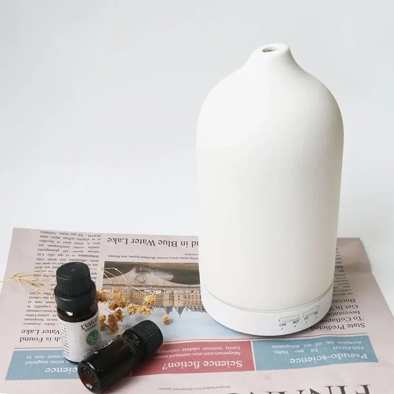 Ceramic Aroma Diffuser – Ultrasonic Humidifier with Timer & Night Light