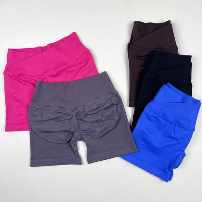 Seamless V-Shape Waist Yoga Shorts 4.5" – Sculpting Low-Rise Workout & Gym Leggings