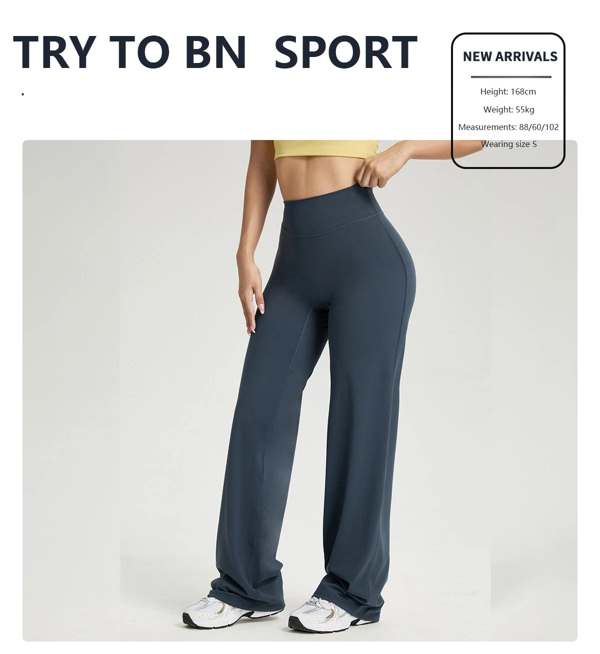 TRY TO BN Women's High Waisted Straight Leg Yoga Pants Gym Leggings Naked Feel Buttery Soft Breathable Running Workout Trousers