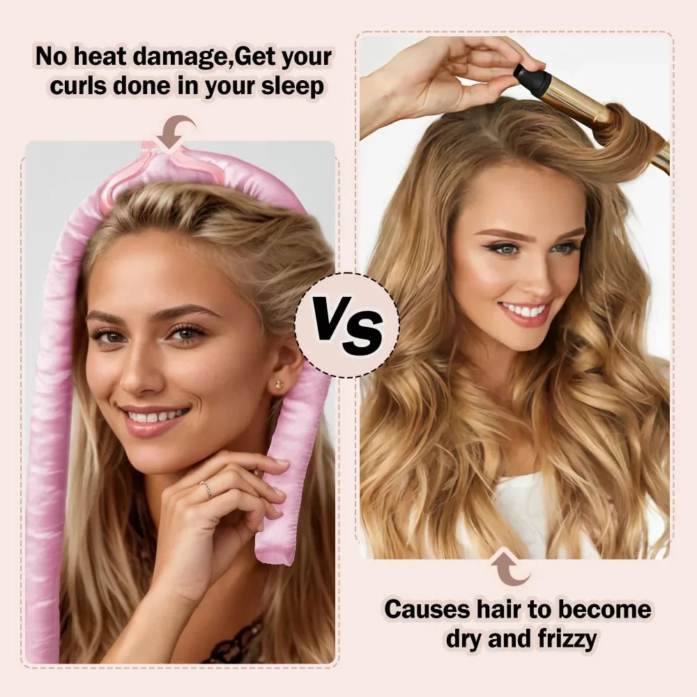 Heatless Curling Rod Night Cap – Soft Headband Hair Rollers for No-Heat Styling