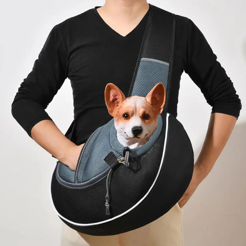 Oxford Mesh Pet Carrier Crossbody Bag Breathable Dog & Cat Travel Shoulder Bag for Small Dogs & Puppies Portable Pet Sling