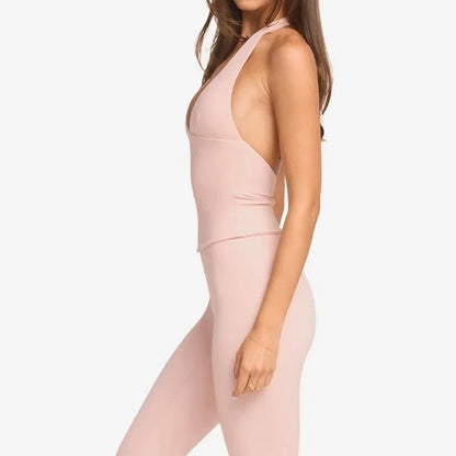 Women’s High-Impact Halter Gym Top with Built-In Pads