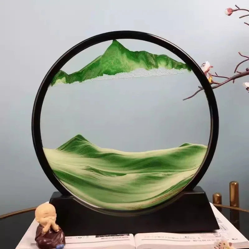 3D Moving Sand Art Picture – Round Glass Decor